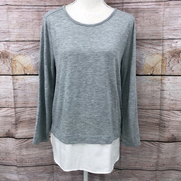 J Crew Mercantile Gray and White Twofer Sweater Size M - Picture 1 of 9